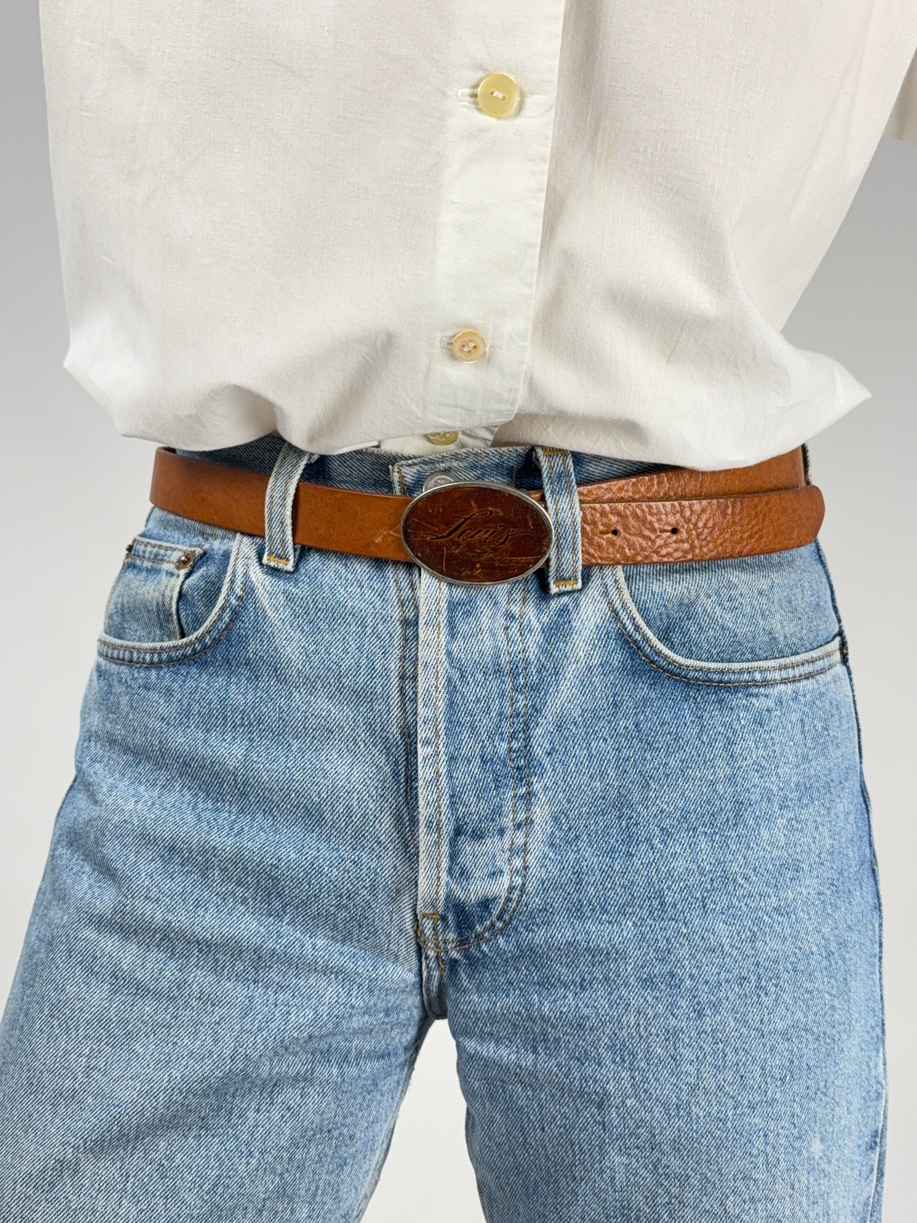 Cintura Levi's vintage in pelle martellata marrone