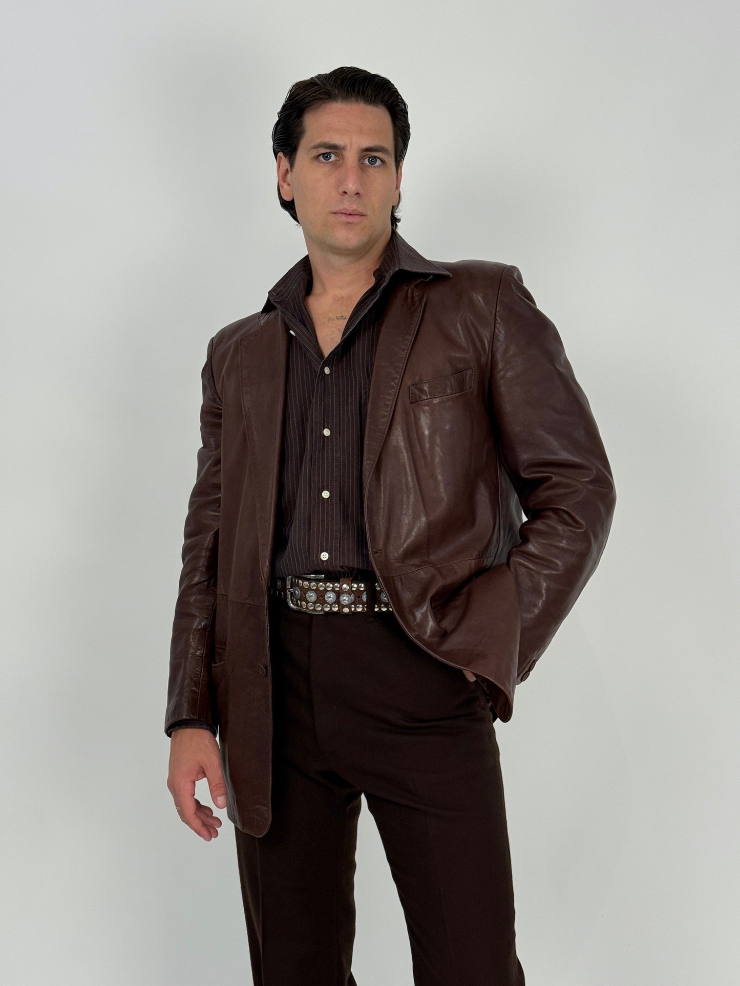 Giacca in pelle artigianale anni '70