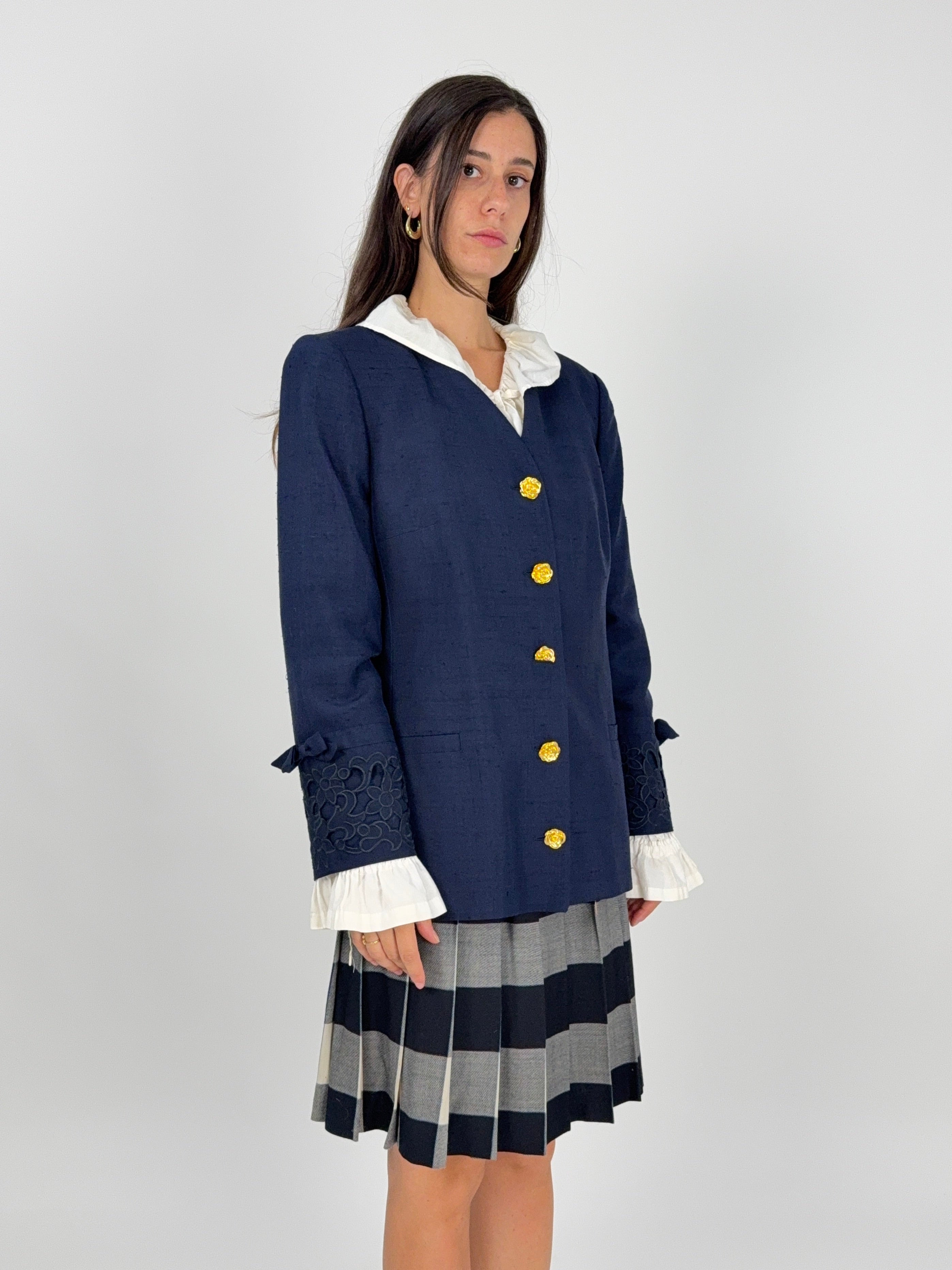 Giacca Carisma by Valentino Seta Shantung Anni '80 - Taglia 44