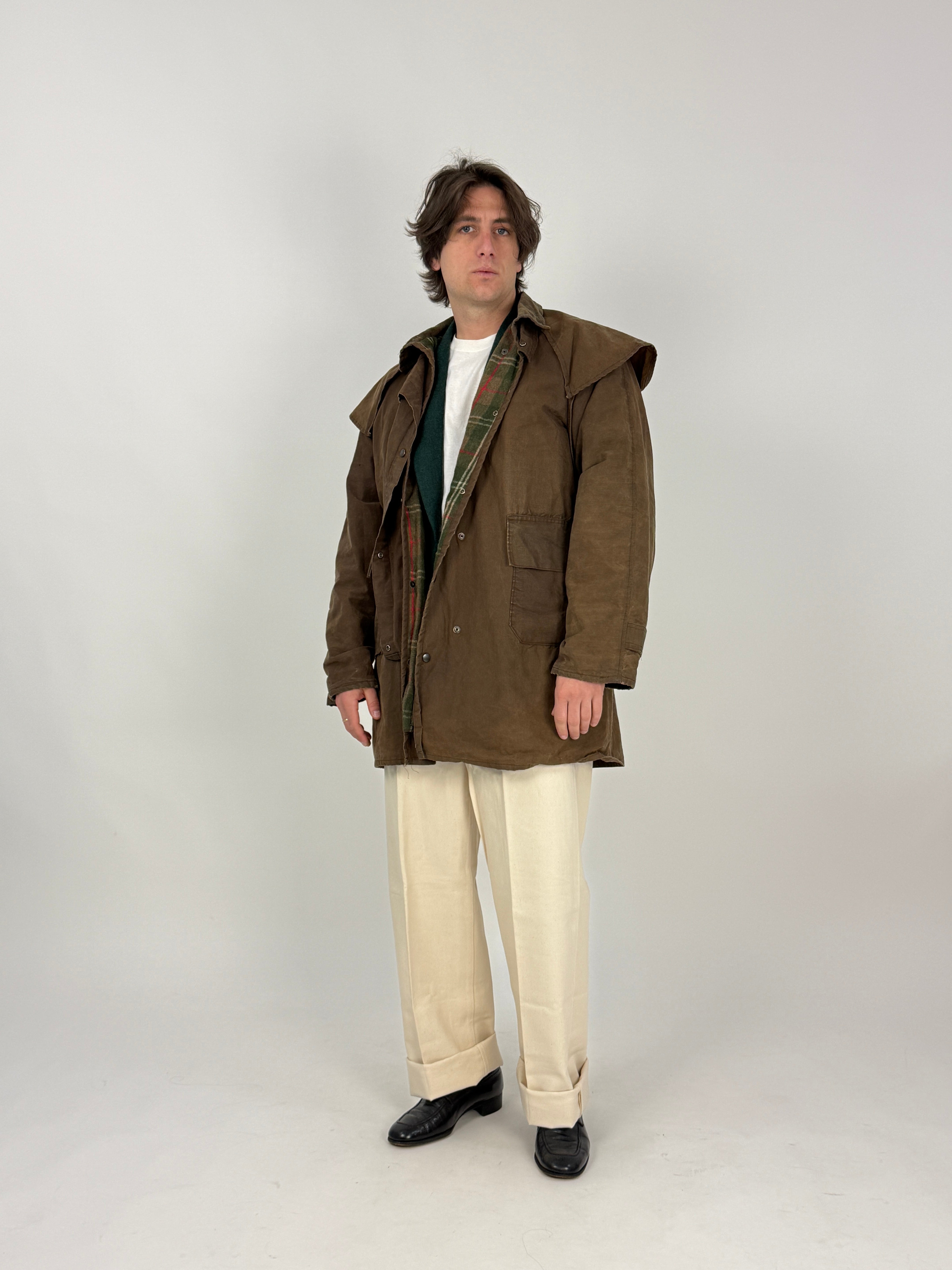 Giacca cerata Inglese vintage - fodera tartan