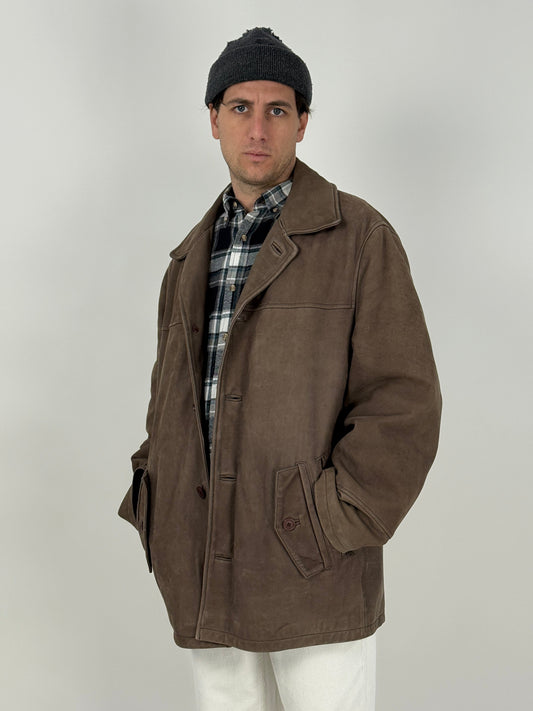 Giacca Conbipel vintage in vera pelle scamosciata