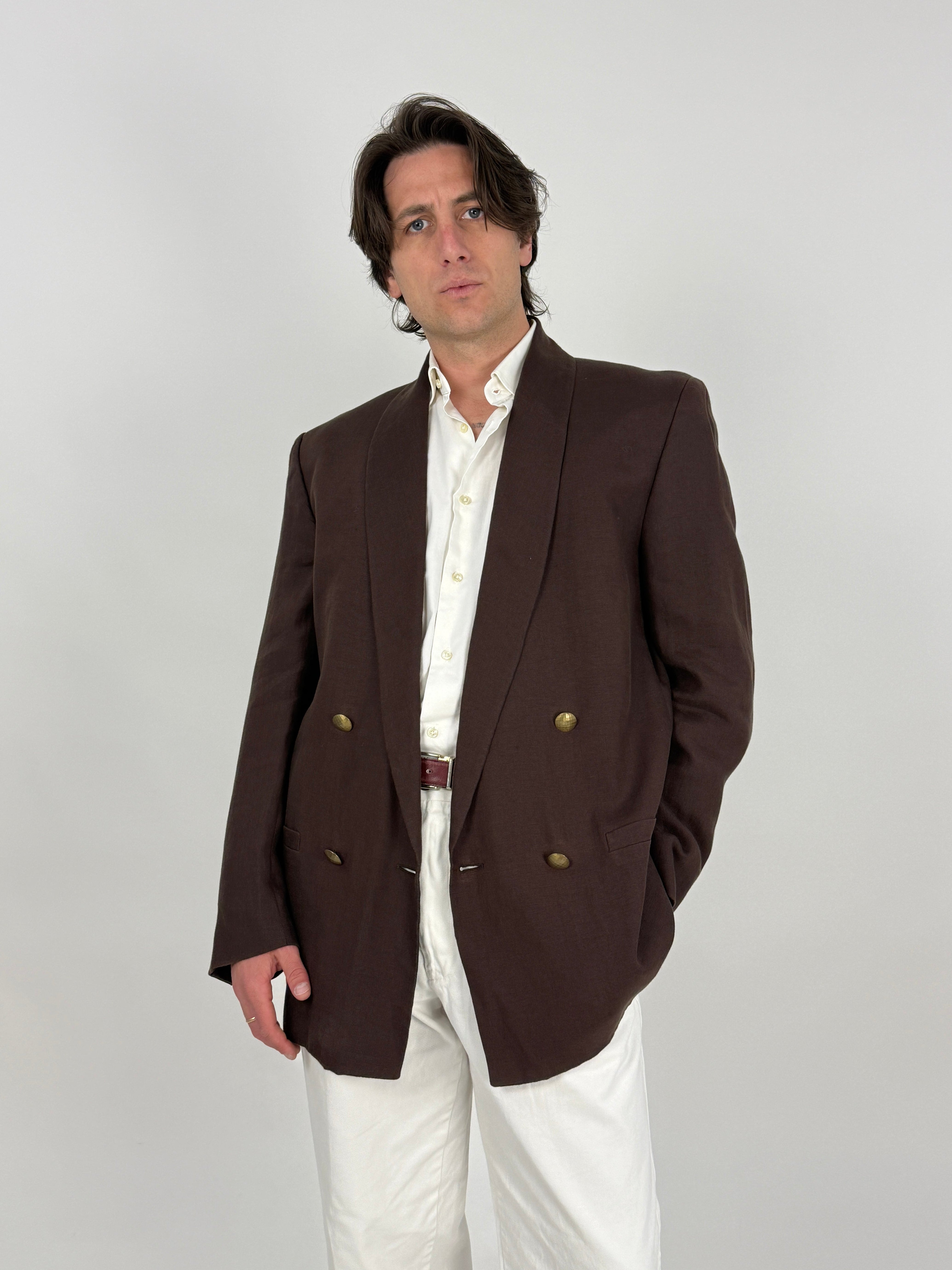 Giacca Gianni Versace anni '80 in Lino