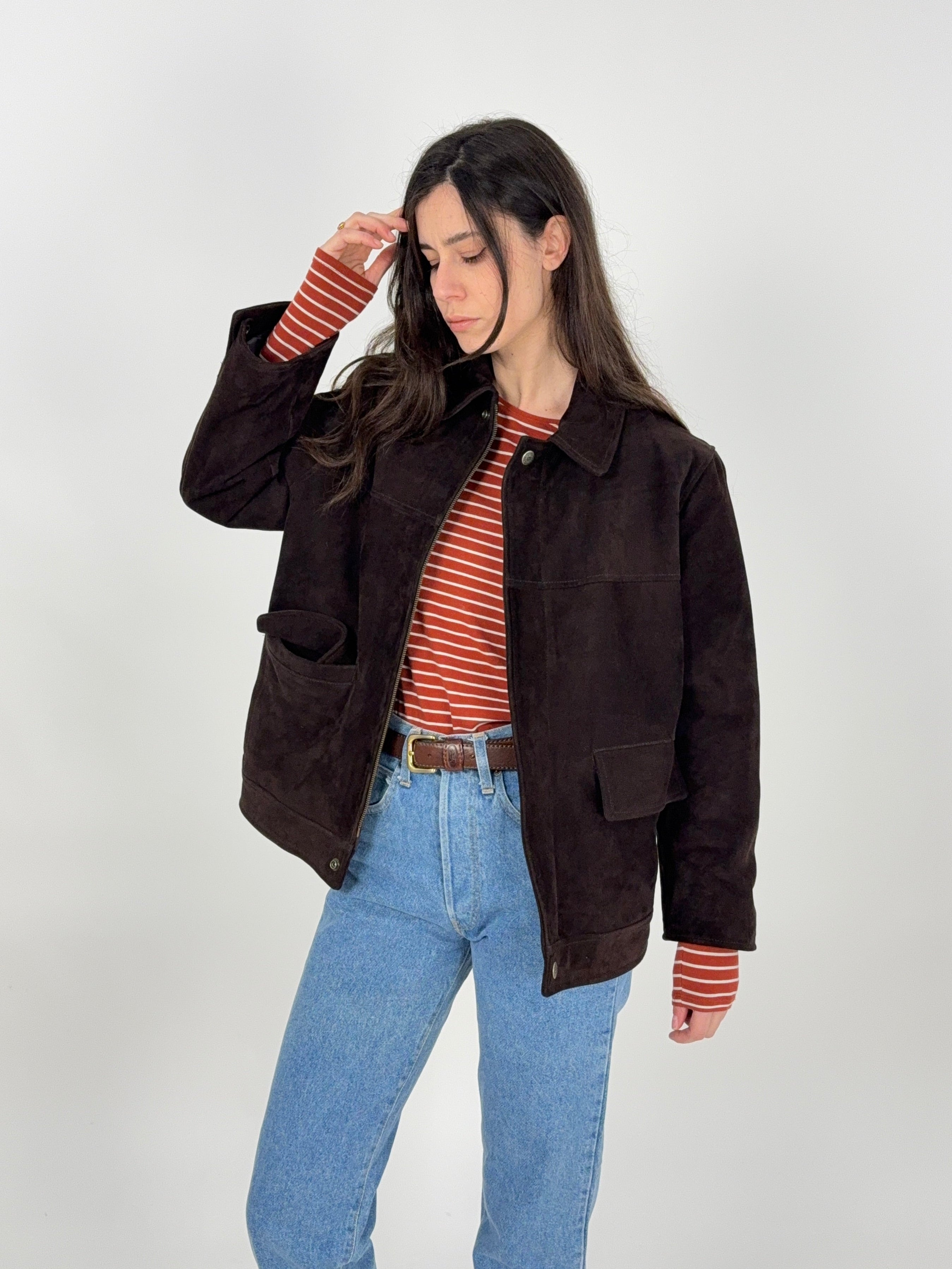 Giacca in camoscio marrone