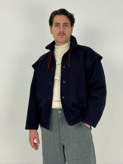 Cappotto anni '80 con interno trapuntato rosso