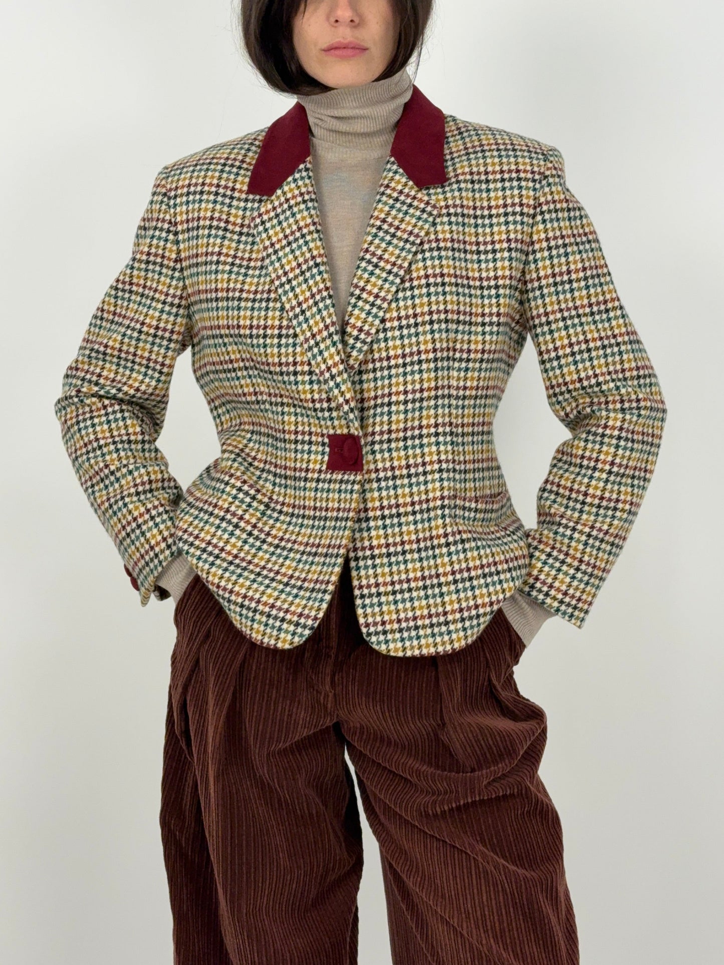 Giacca vintage in lana pied de poule