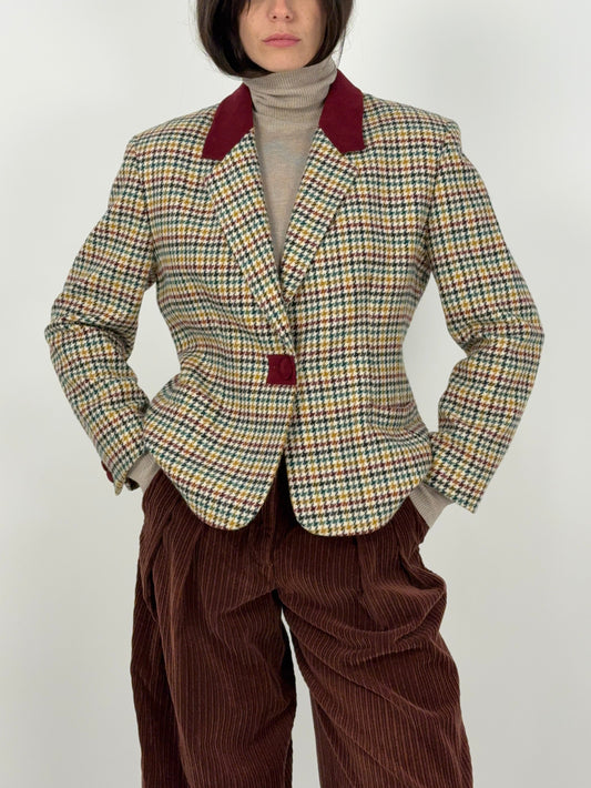 Giacca vintage in lana pied de poule