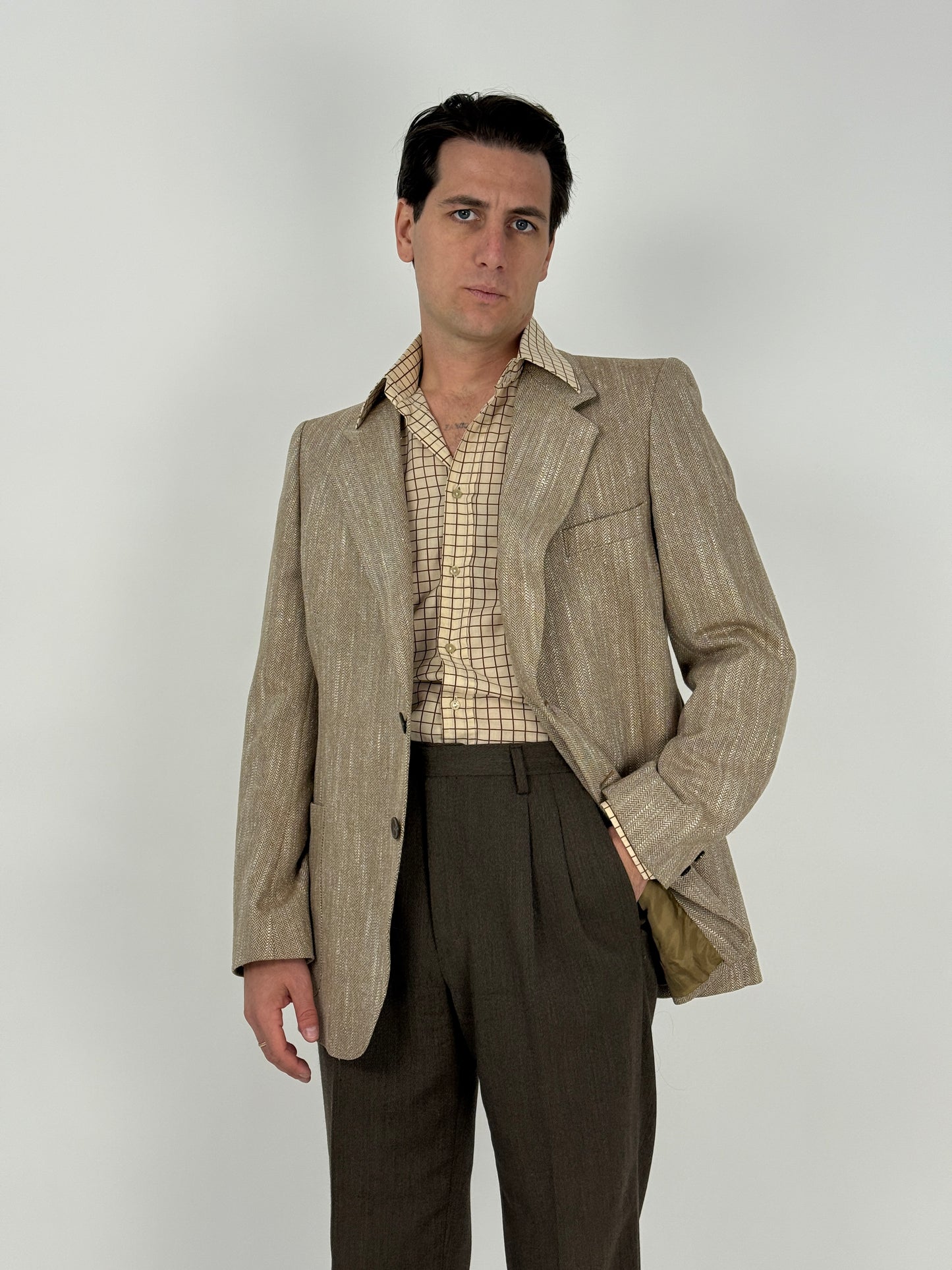 Giacca in lana spigata anni '70