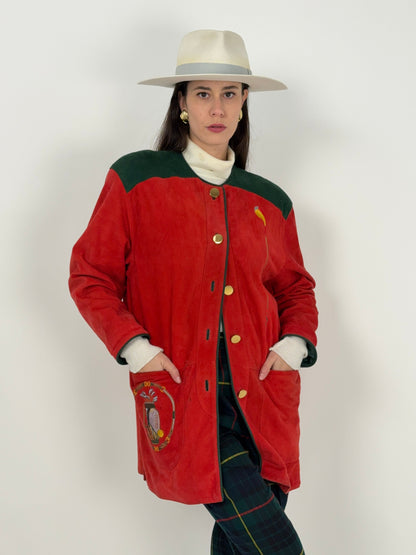 Giacca in camoscio con ricami