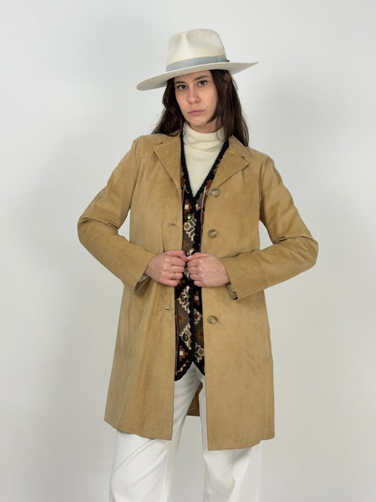 Giacca lunga in camoscio anni '90