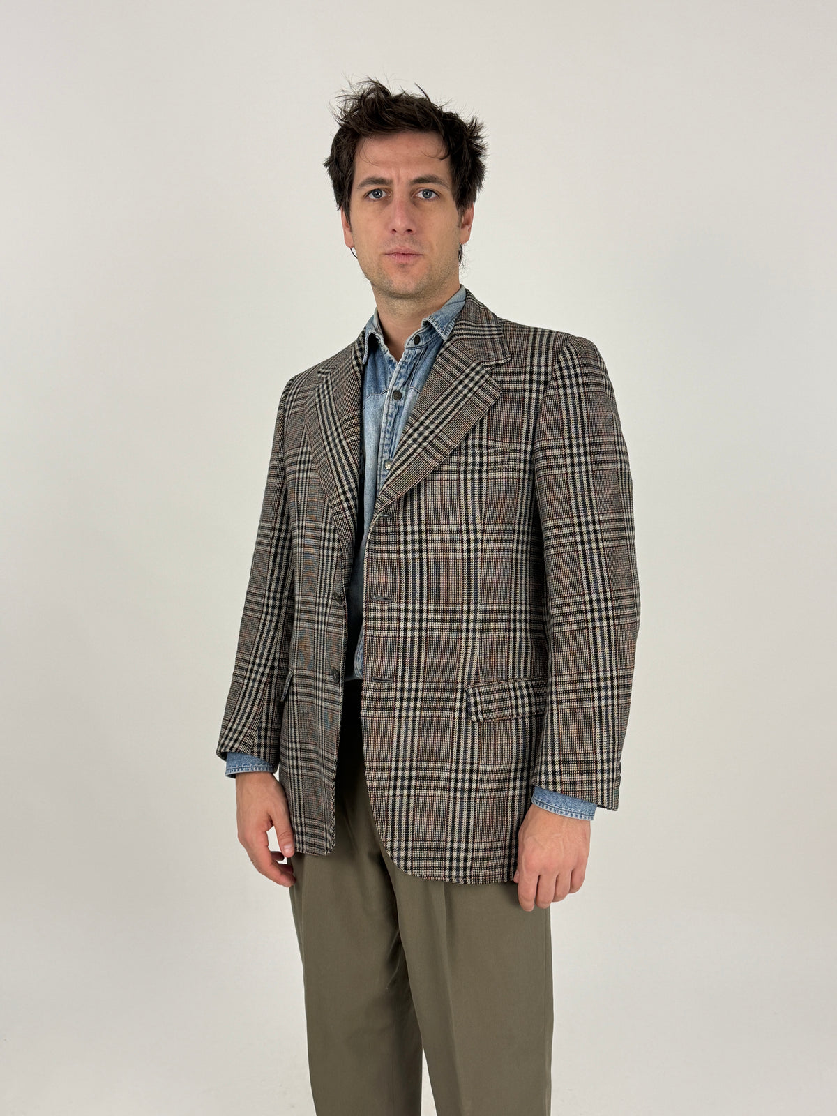 Giacca vintage Andres in lana Principe di Galles, vista frontale