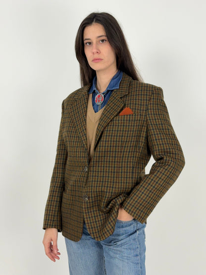Giacca sartoriale vintage in tweed a quadri