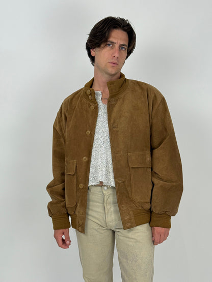 Giacca vintage in pelle scamosciata