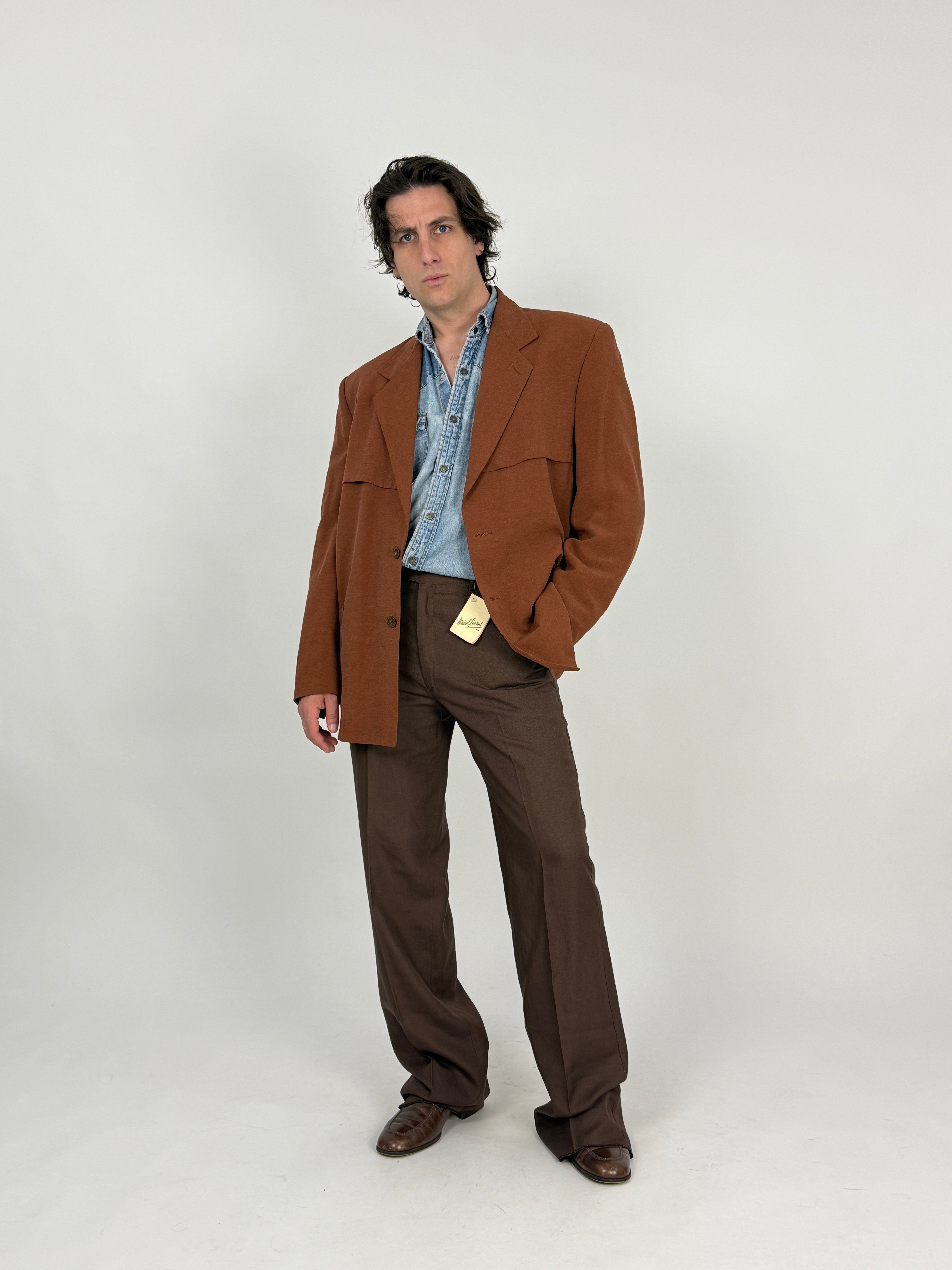 Blazer Vintage Anni '80 Color Mattone con Doppio Pannello sul Retro - Taglia 52