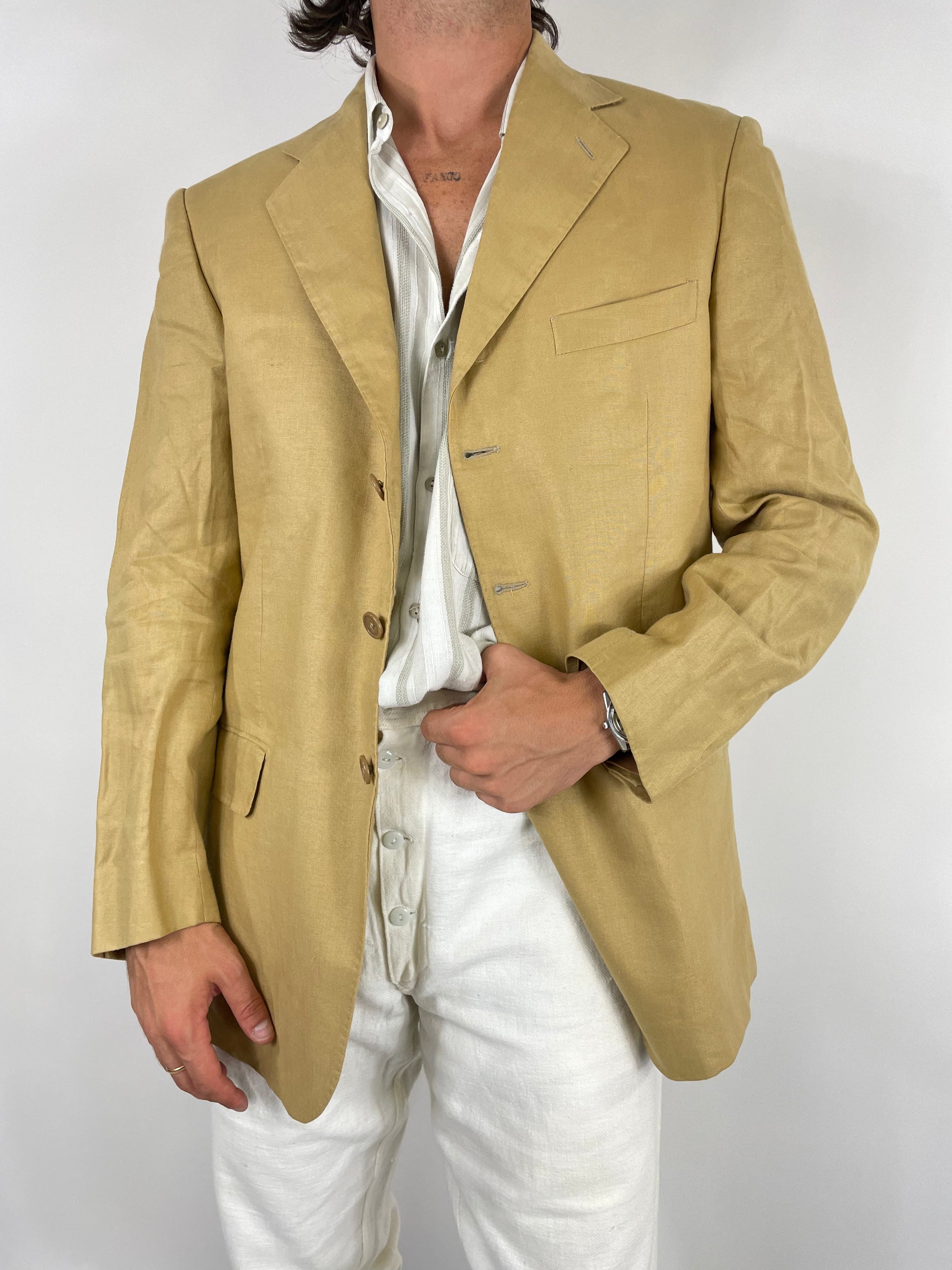 Crespi Linen Jacket 48-50 Beige Linen
