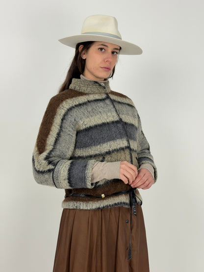 Giacca  anni ’70 in lana con cintura in pelle