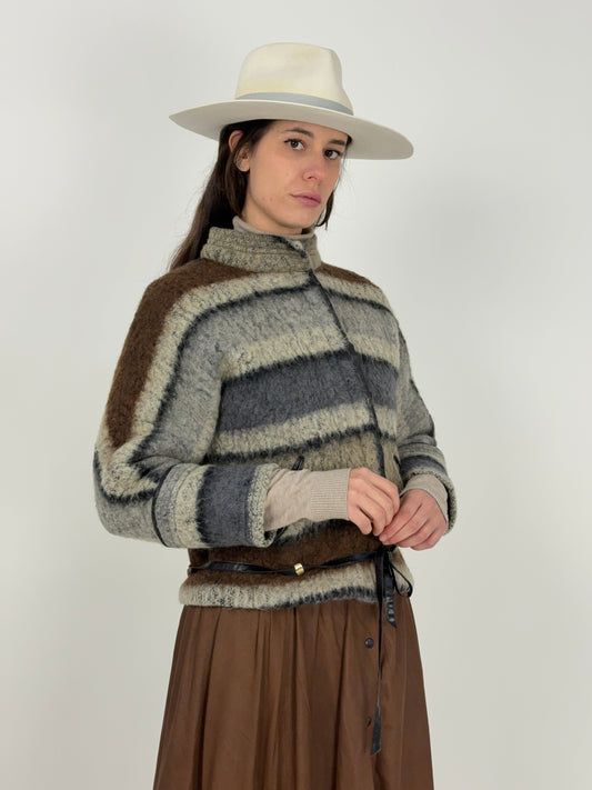 Giacca  anni ’70 in lana con cintura in pelle