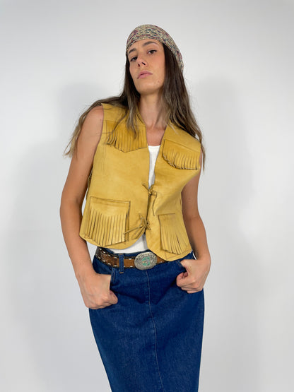 Gilet anni '70 in vera pelle