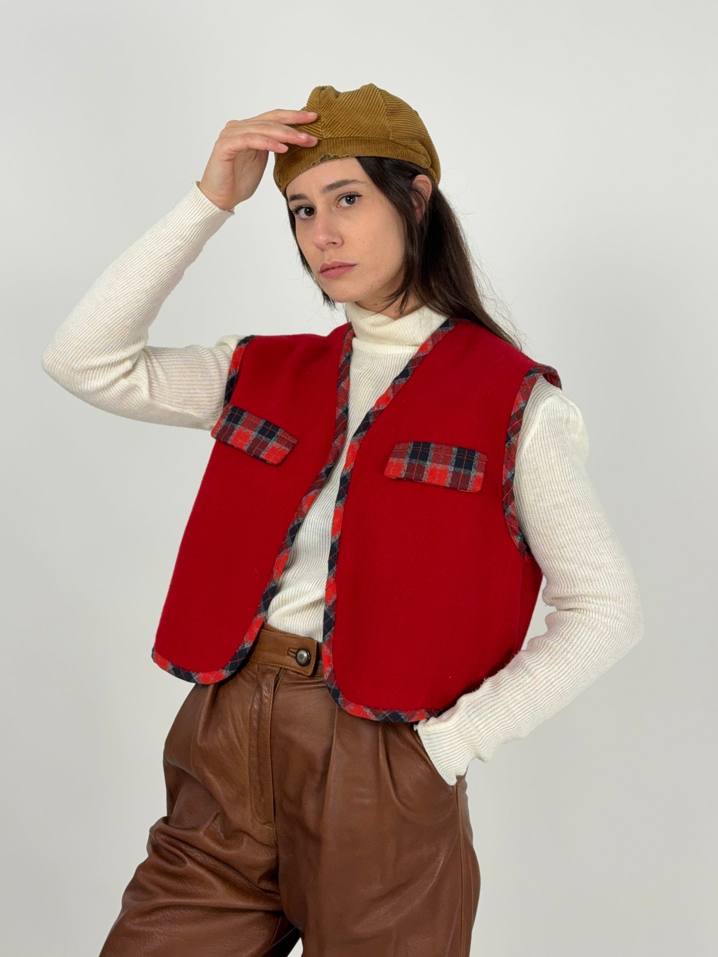 Gilet vintage con profili scozzesi