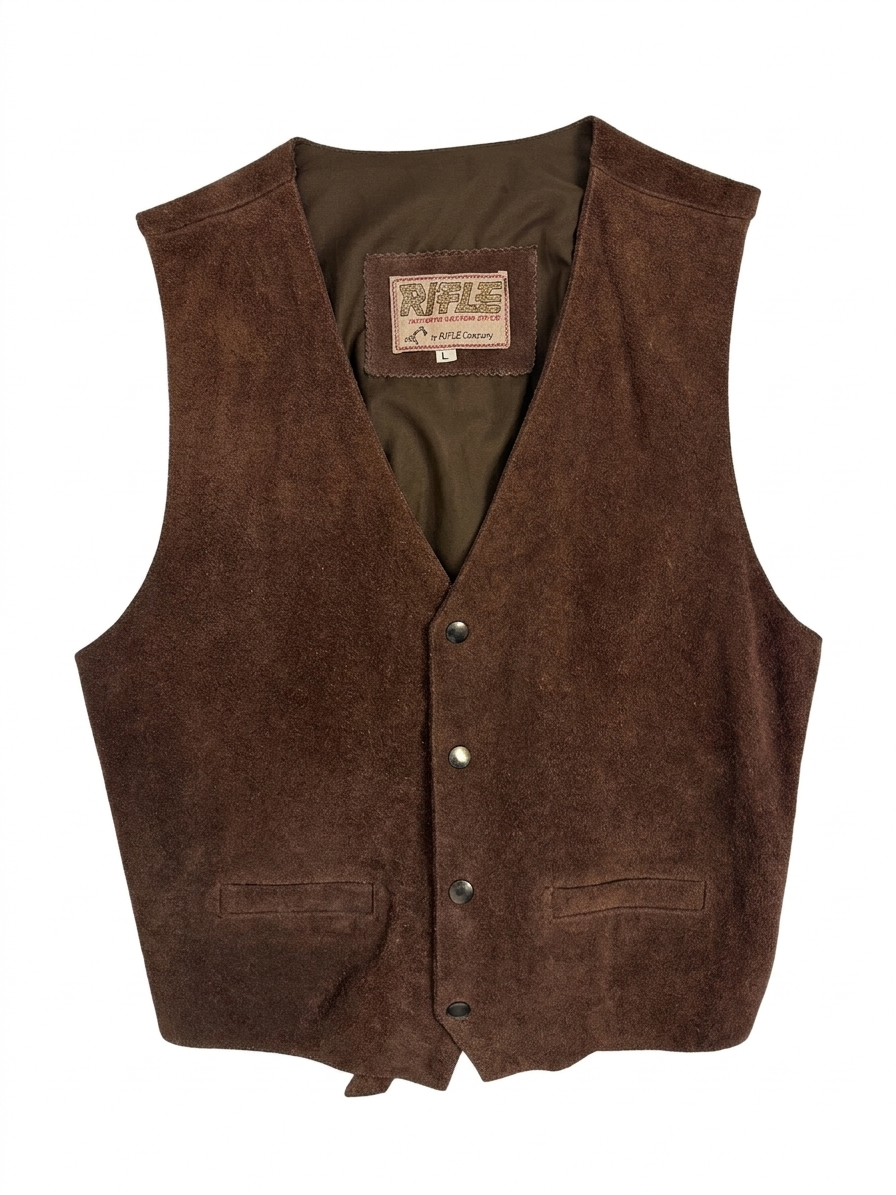 Gilet Rifle vintage in camoscio marrone