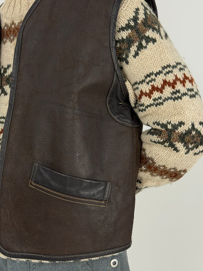 Gilet in pelle imbottito shearling - Made in Korea