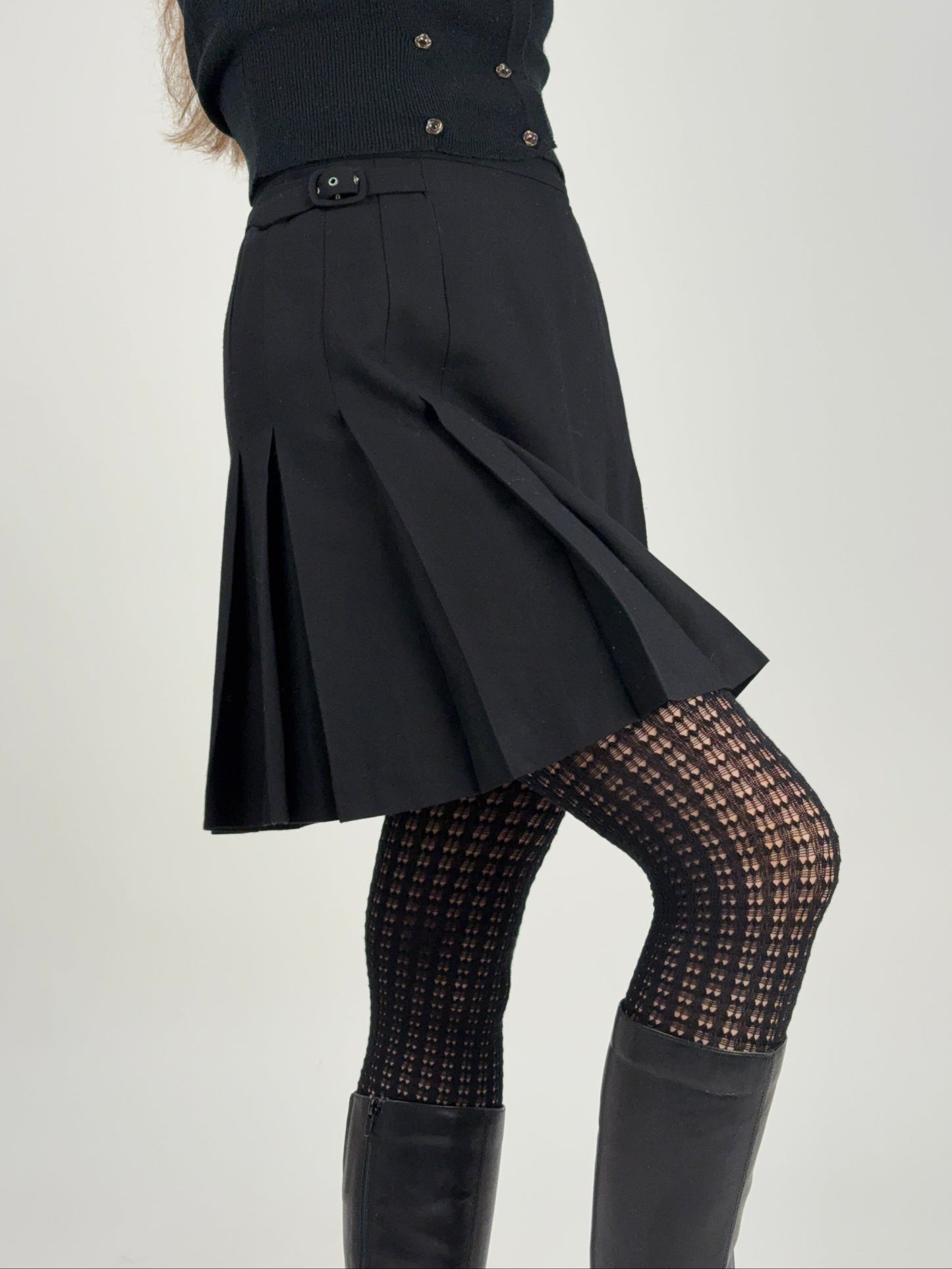 Gonna a pieghe in viscosa e lana