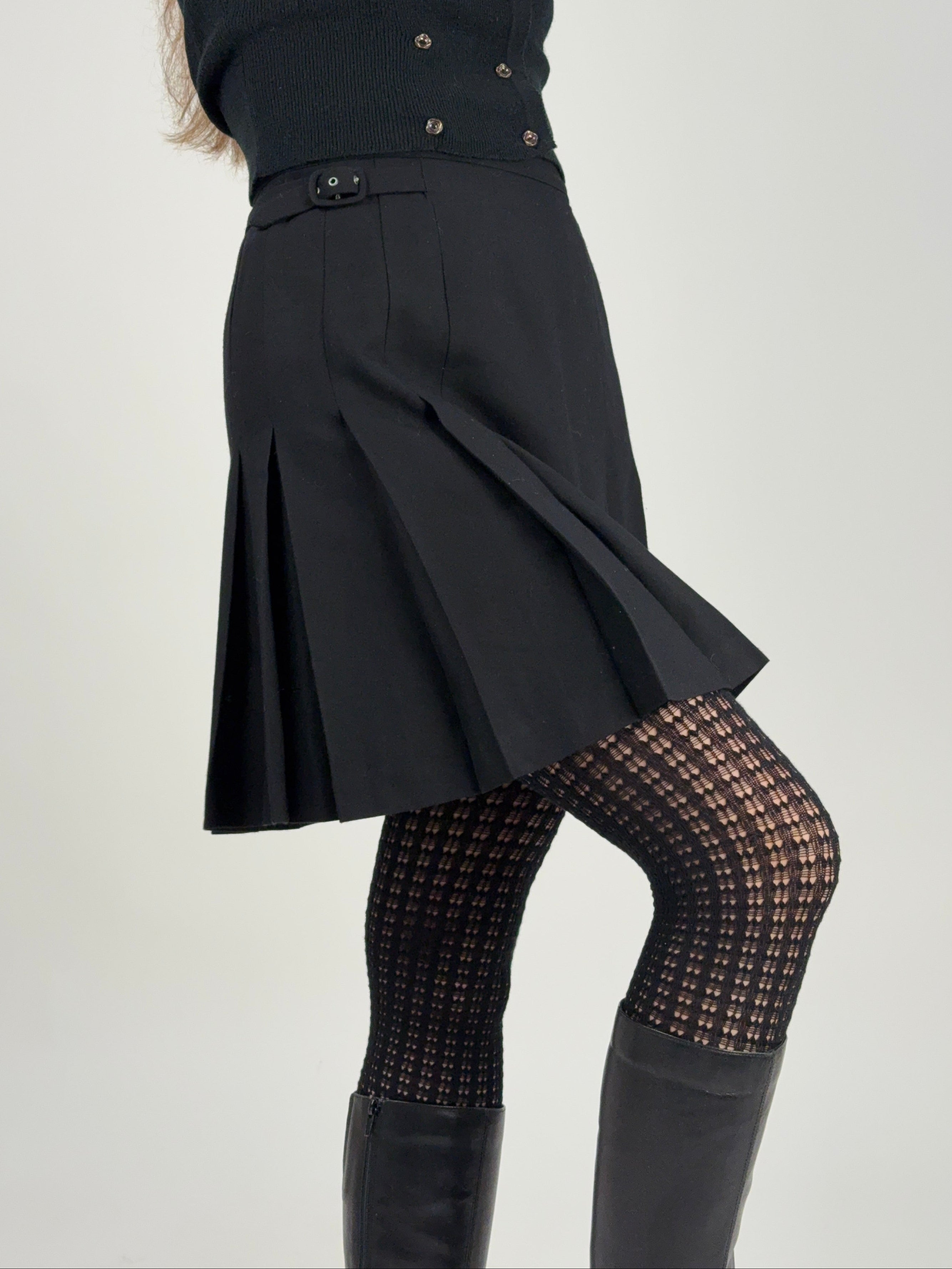 Gonna a pieghe in viscosa e lana