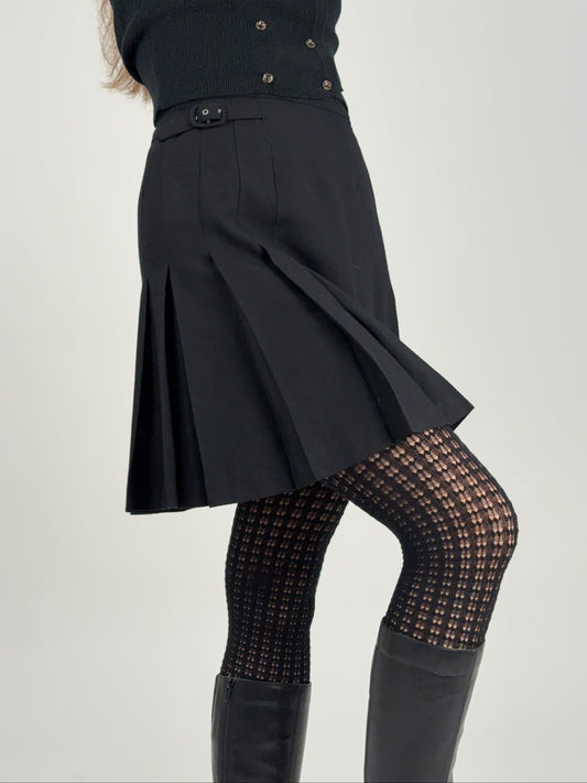 Gonna a pieghe in viscosa e lana