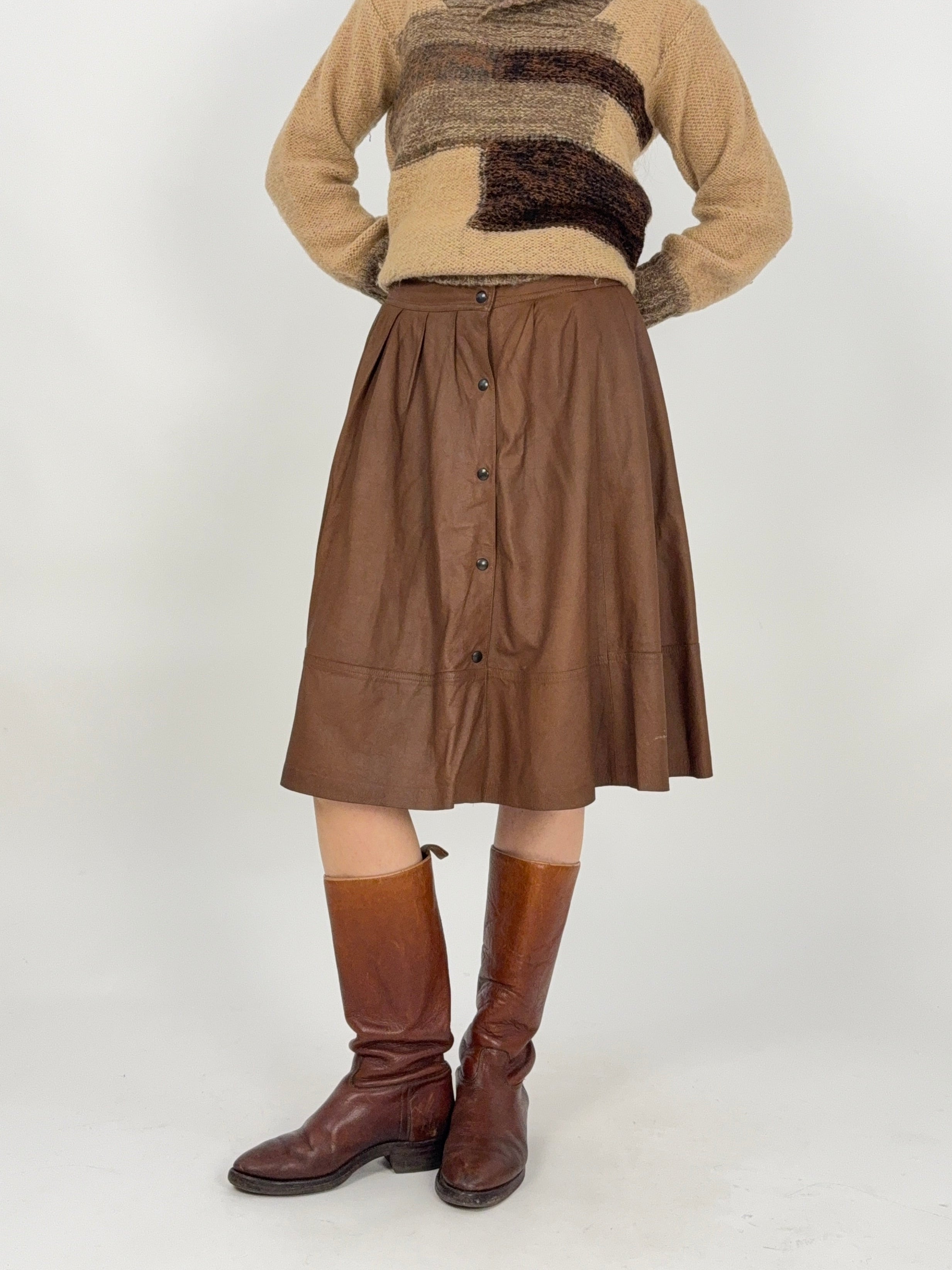 Gonna Belfe vintage in pelle marrone