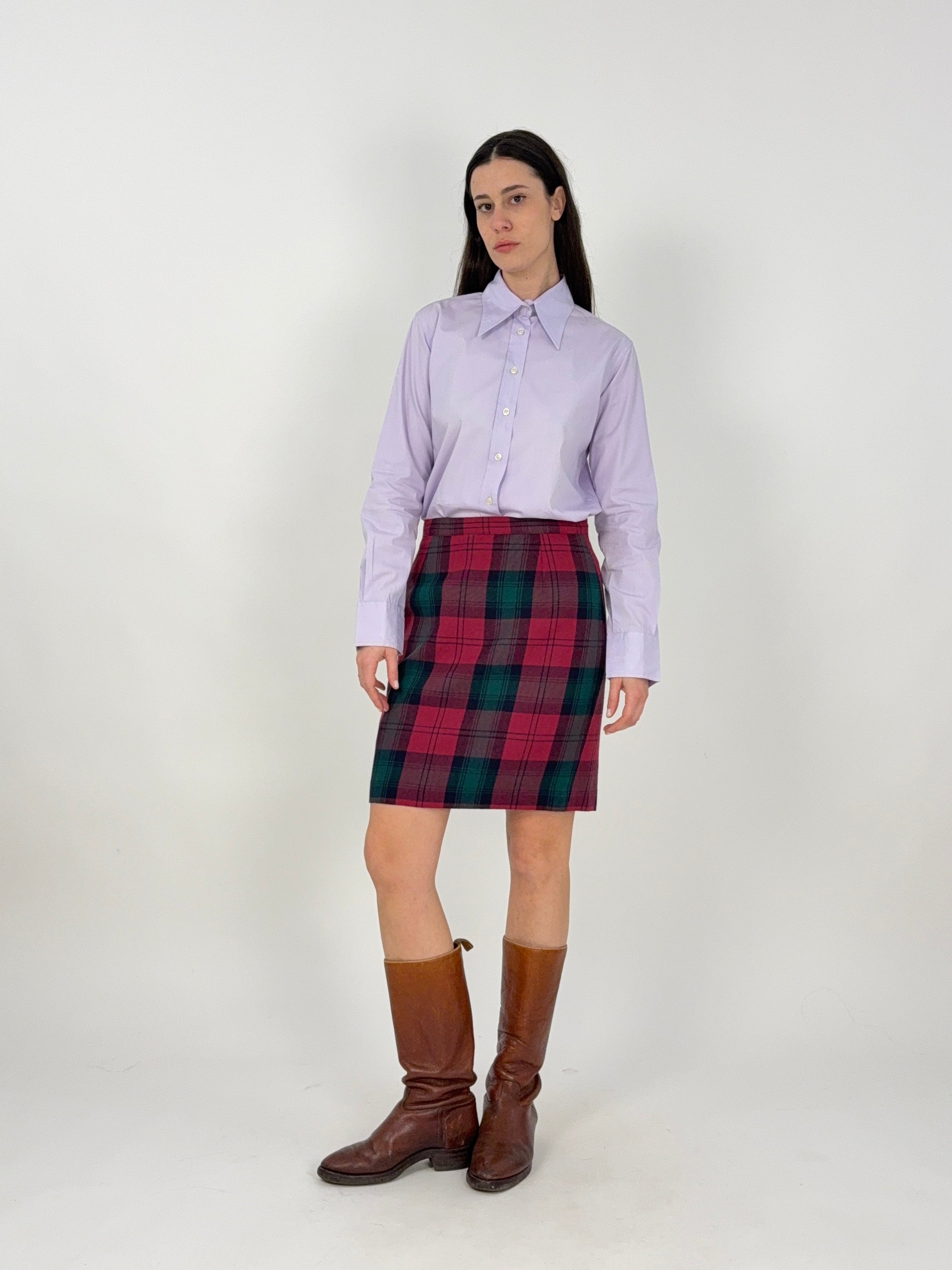 Gonna corta tartan pura lana anni '80
