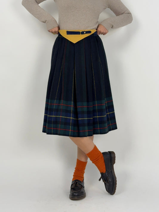 Gonna a pieghe in lana scozzese anni ’80