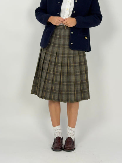 Gonna a pieghe in lana tartan