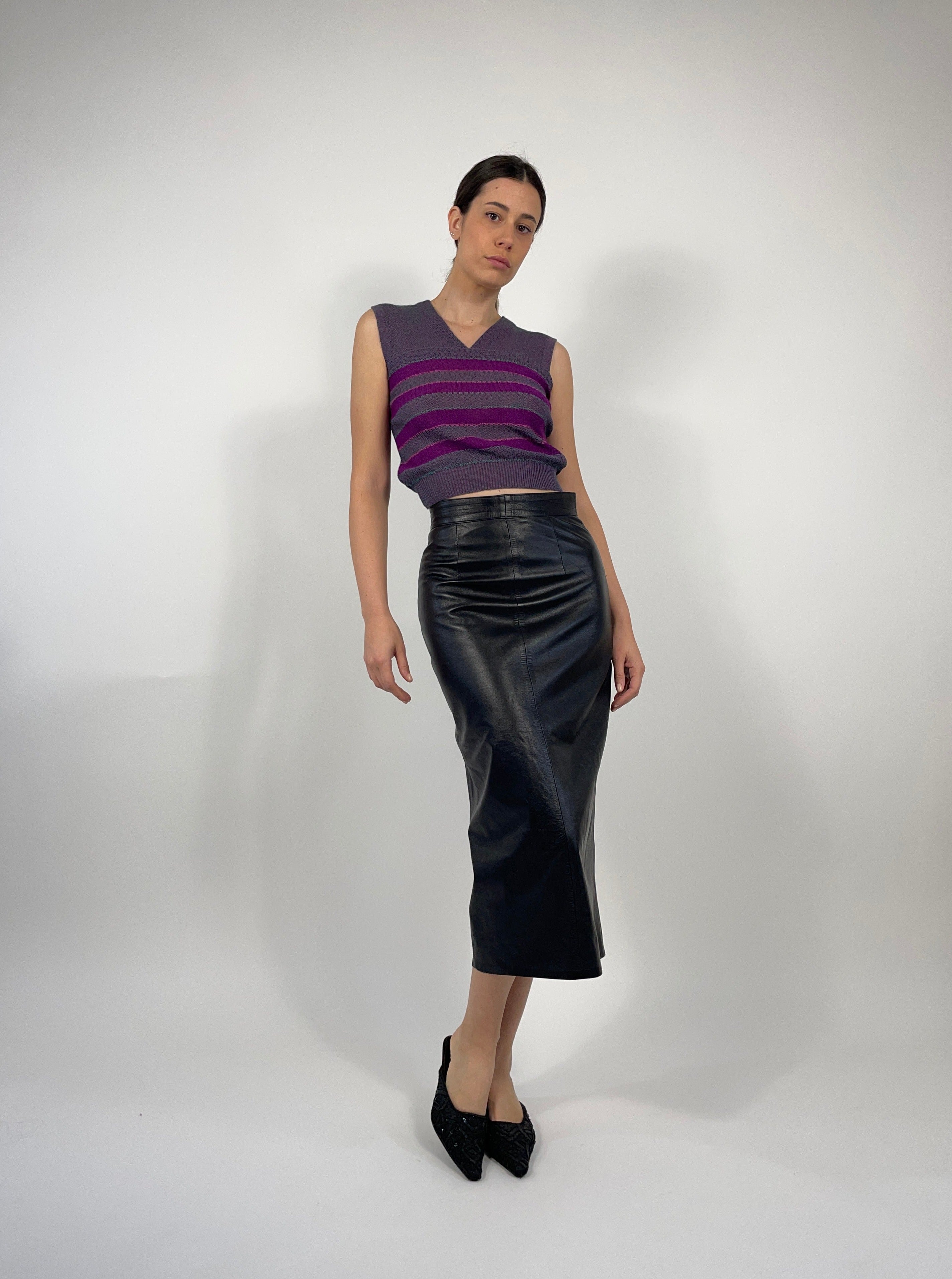 Gonna tubino in vera pelle Fangovintage