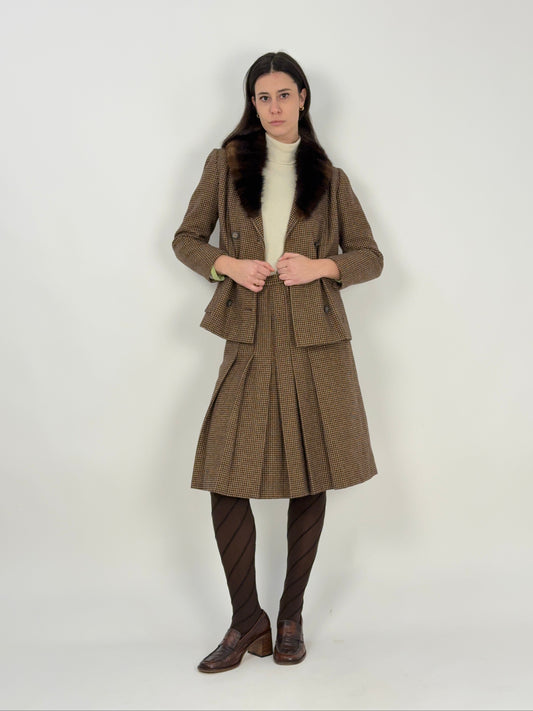 Tailleur sartoriale anni '70 in lana pied de poule