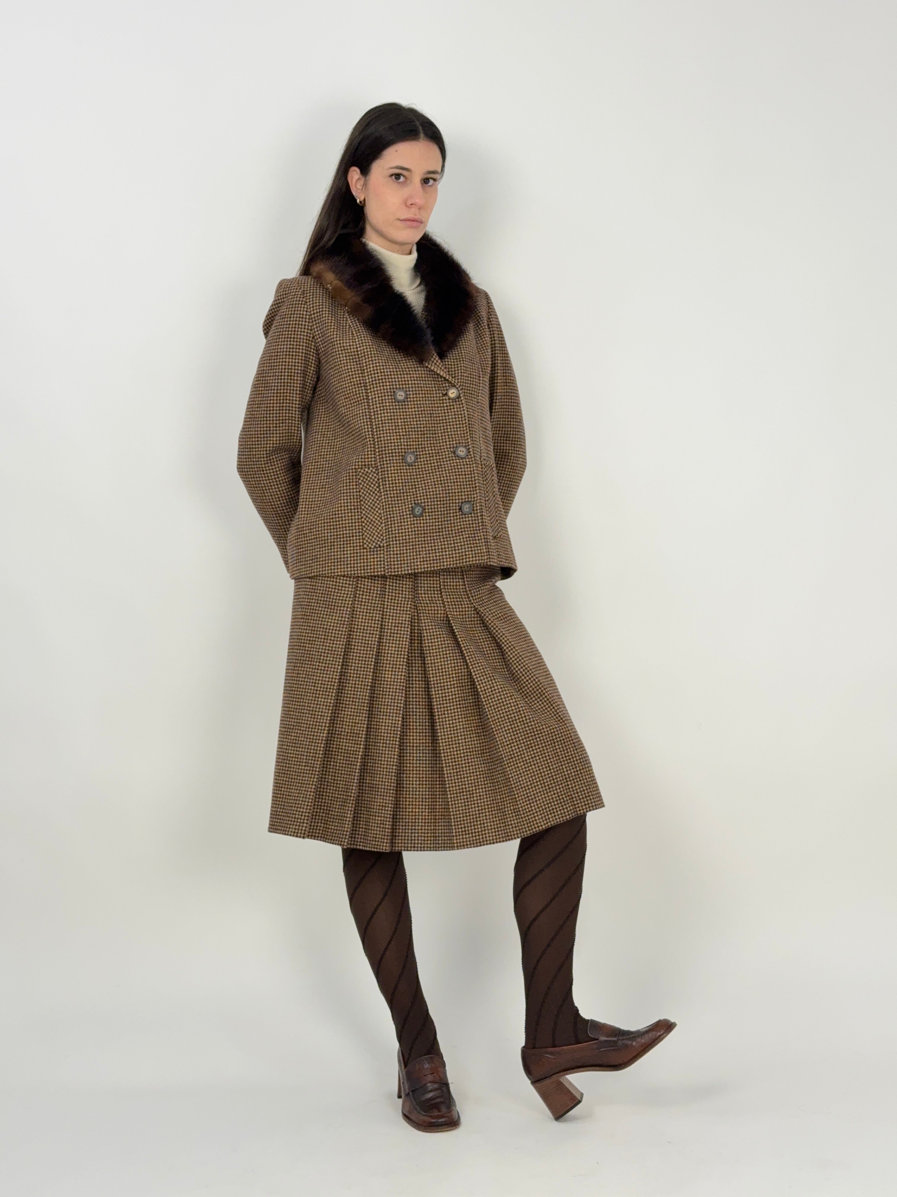 Tailleur sartoriale anni '70 in lana pied de poule