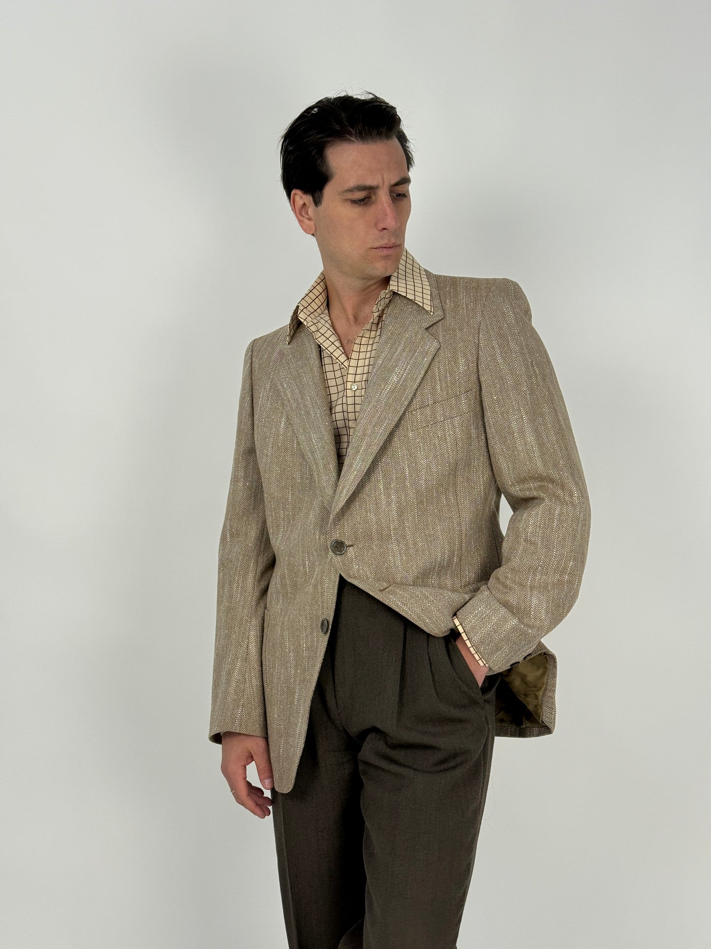 Giacca in lana spigata anni '70