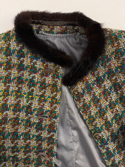 Giacca Bouclé con colletto in pelliccia anni ’70