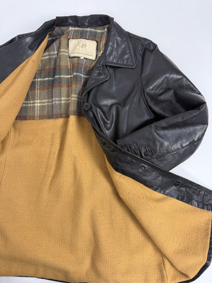 Giacca Zelman in pelle con fodera tartan anni ’70