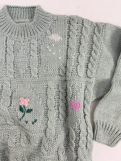 Maglione in lana ricamato a mano