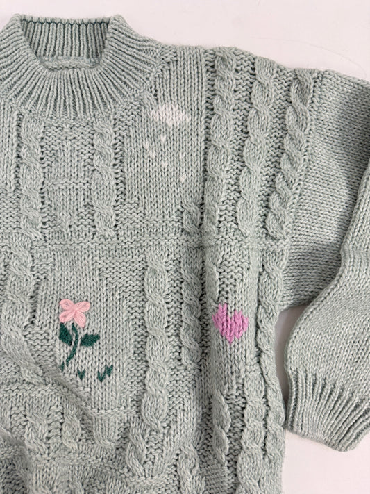 Maglione in lana ricamato a mano