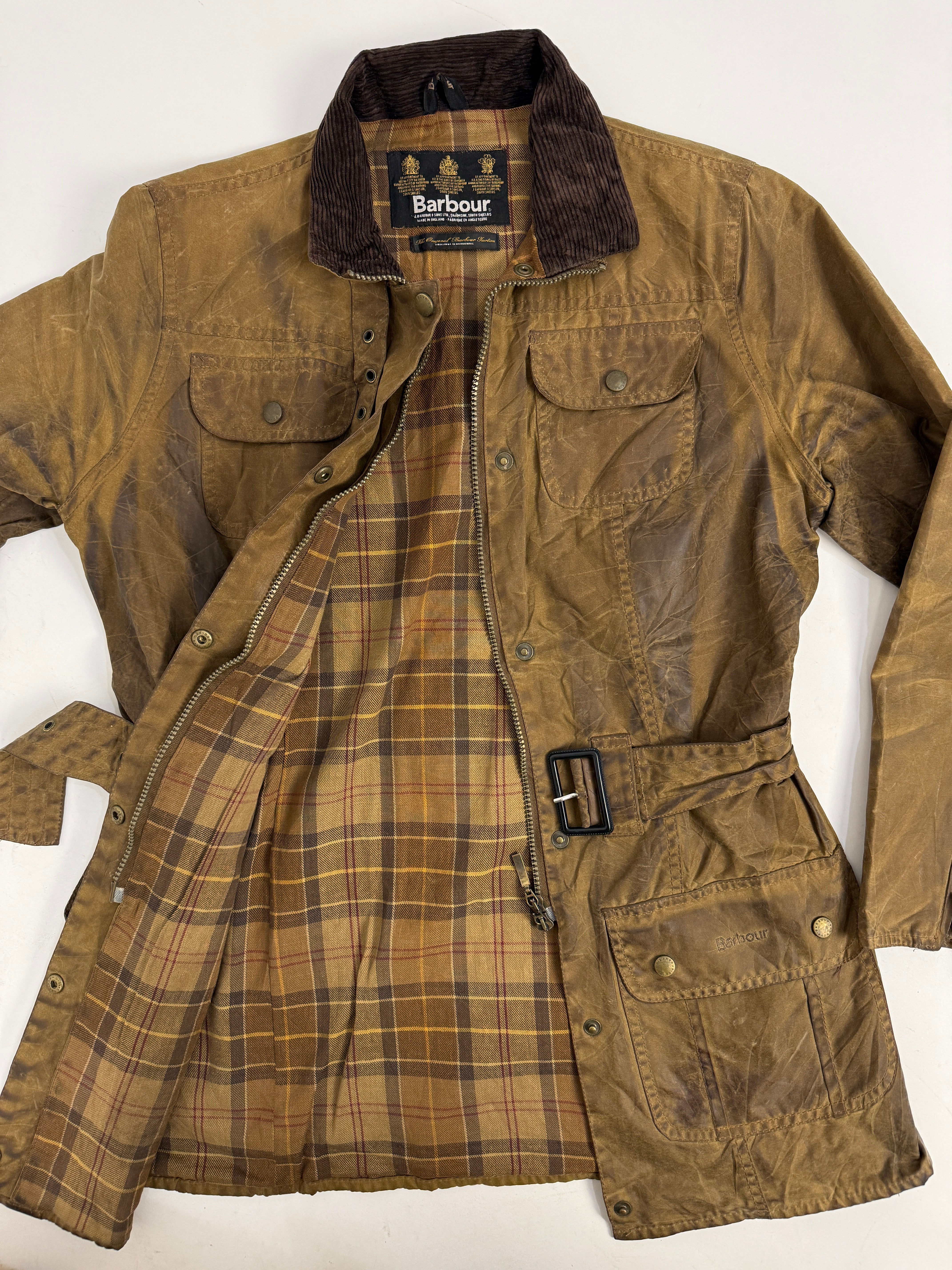 Giacca Barbour Utility Mac Vintage Cerata – Wax Jacket Donna UK12 Made in England