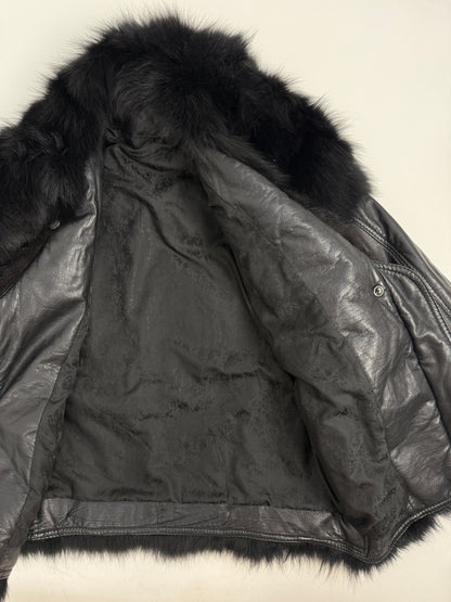 Giacca in pelle e pelliccia anni '80