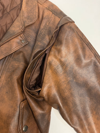 Bomber in pelle con interno trapuntato