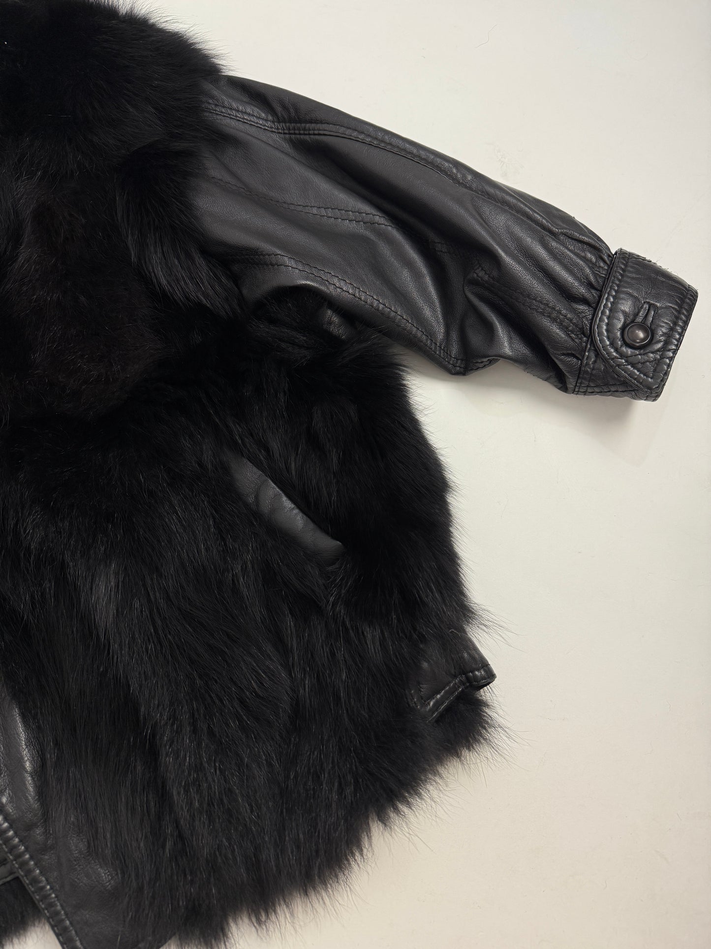 Giacca in pelle e pelliccia anni '80