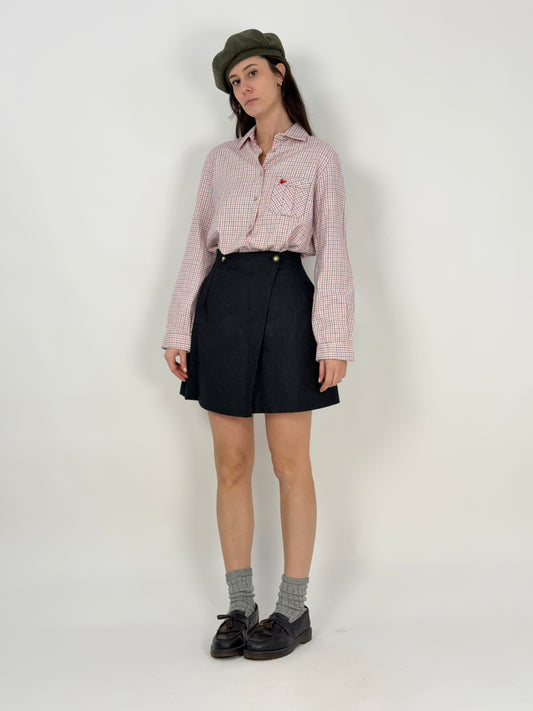 Minigonna a portafoglio in lana anni '80