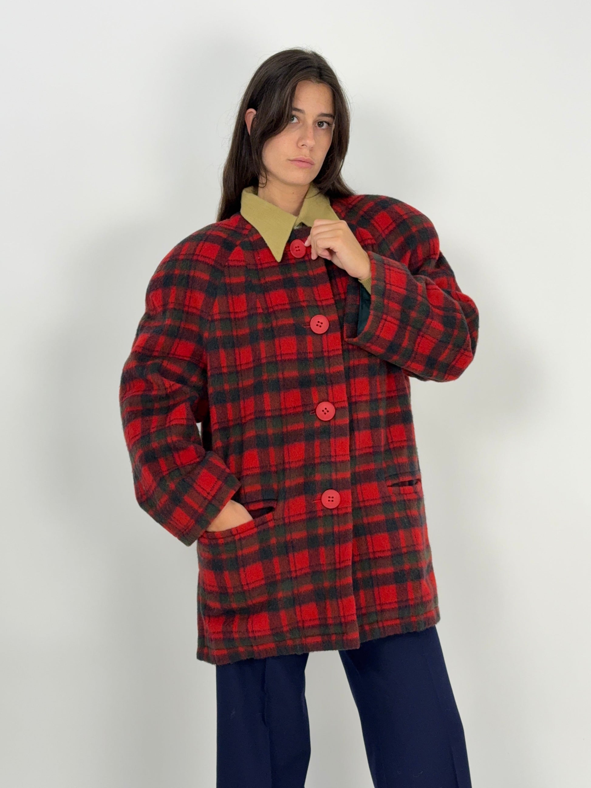 Cappotto sartoriale in lana a quadri Fangovintage