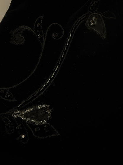 Abito corto in velluto e perline anni '70