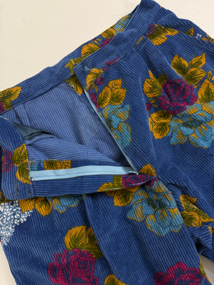 Pantaloni in velluto a coste con stampa floreale