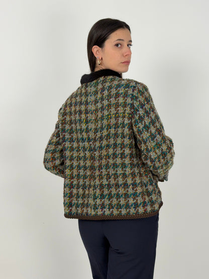 Giacca Bouclé con colletto in pelliccia anni ’70