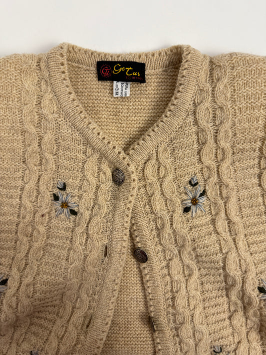 Cardigan Tirolese in pura lana ricamata