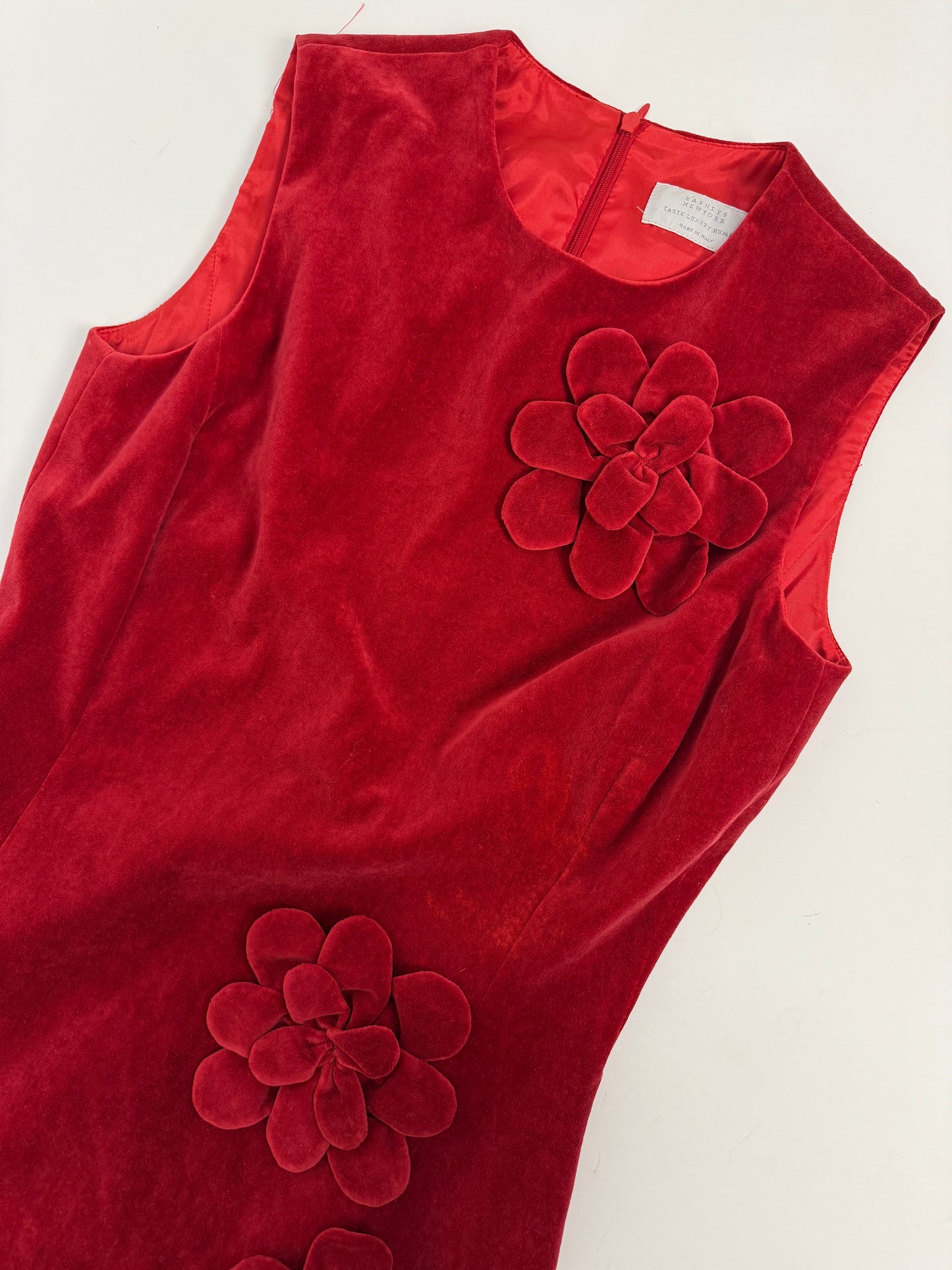 Abito midi in velluto rosso